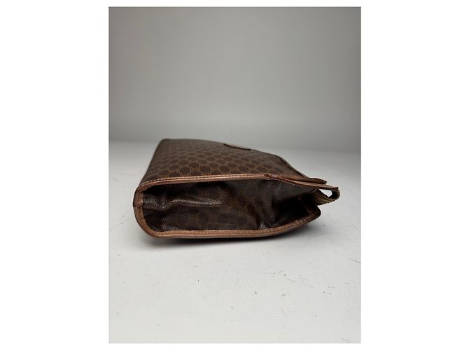 Triomphe Céline Clutch in pelle monogramma vintage Celine marrone - vista 9