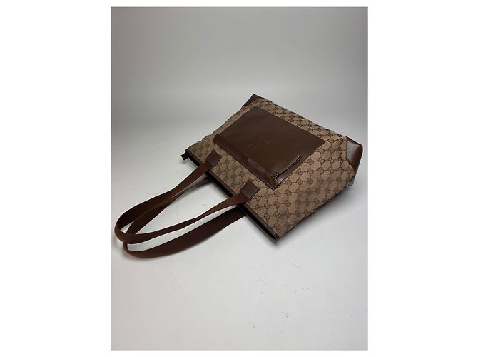 Vintage Gucci Monogram Handtasche Beige Braun - Ansicht 10