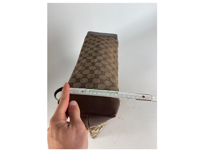 Vintage Gucci Monogram Handtasche Beige Braun - Ansicht 13