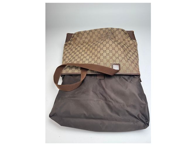 Vintage Gucci Monogram Handtasche Beige Braun - Ansicht 3