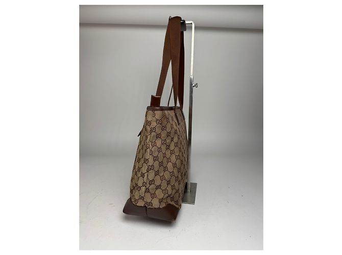 Vintage Gucci Monogram Handtasche Beige Braun - Ansicht 6