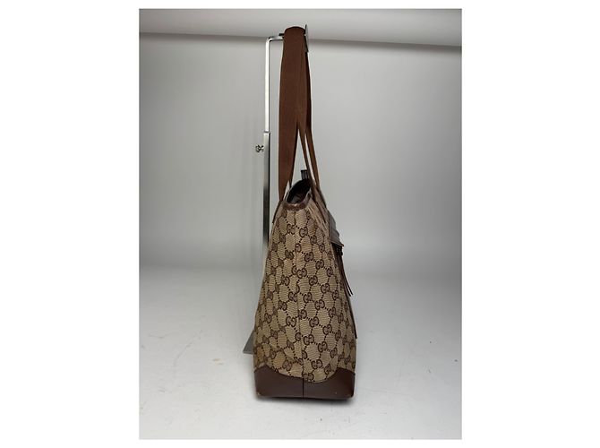 Vintage Gucci Monogram Handtasche Beige Braun - Ansicht 8