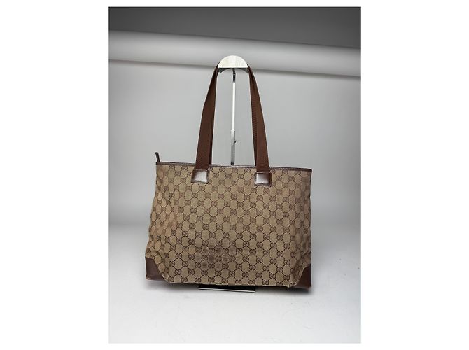 Vintage Gucci Monogram Handtasche Beige Braun - Ansicht 9