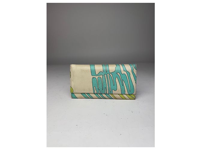 Vintage Emilio Pucci Blue White Green Leather Wallet - view 11
