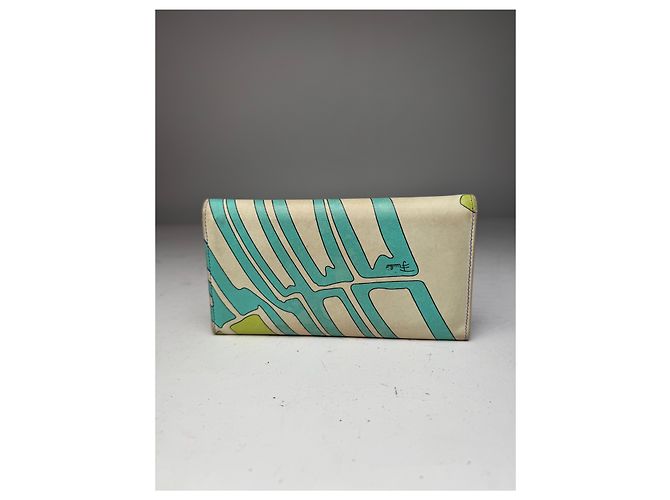 Vintage Emilio Pucci Blue White Green Leather Wallet - view 2