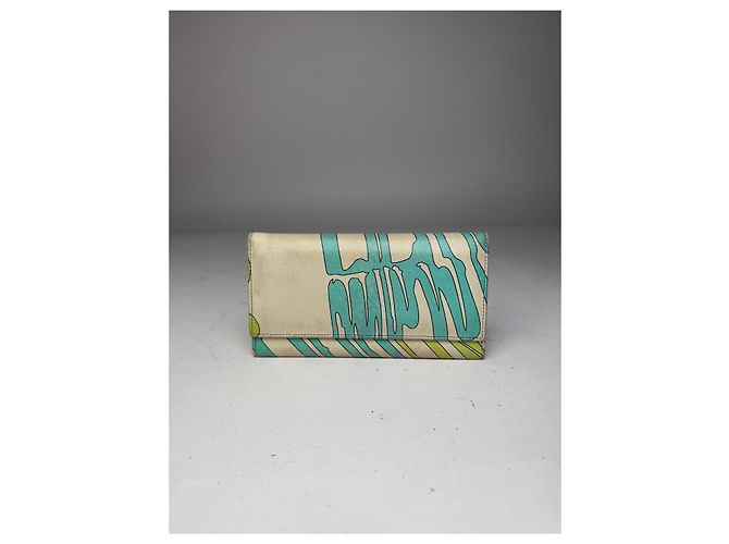 Vintage Emilio Pucci Blue White Green Leather Wallet - view 5