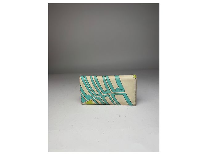 Vintage Emilio Pucci Blue White Green Leather Wallet - view 6