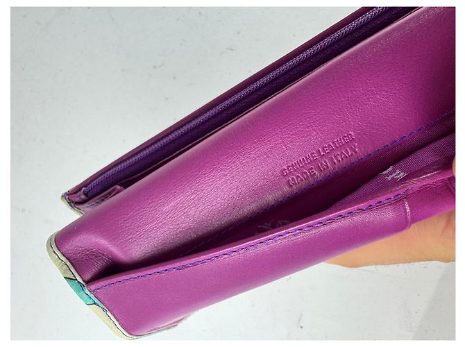 Vintage Emilio Pucci Blue White Green Leather Wallet - view 7