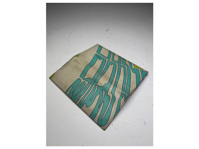 Vintage Emilio Pucci Blue White Green Leather Wallet - view 8