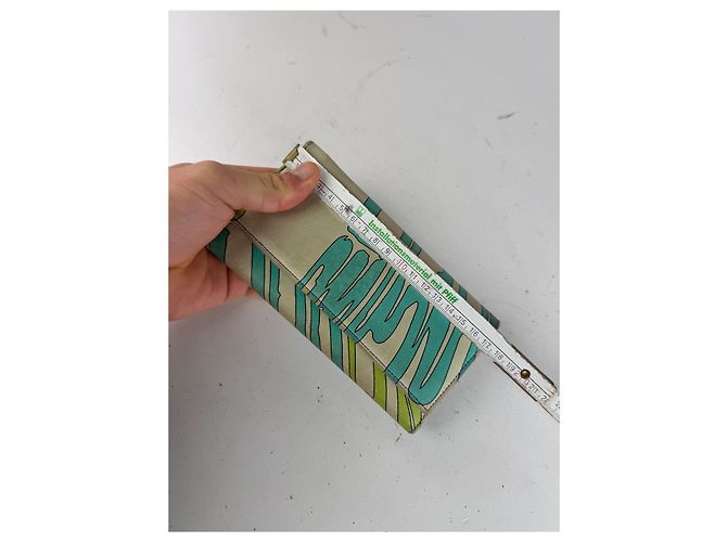Vintage Emilio Pucci Blue White Green Leather Wallet - view 9