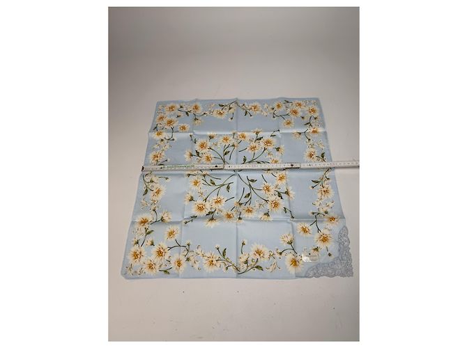 Sciarpa floreale vintage Balmain azzurro chiaro giallo bianco Turchese - vista 8