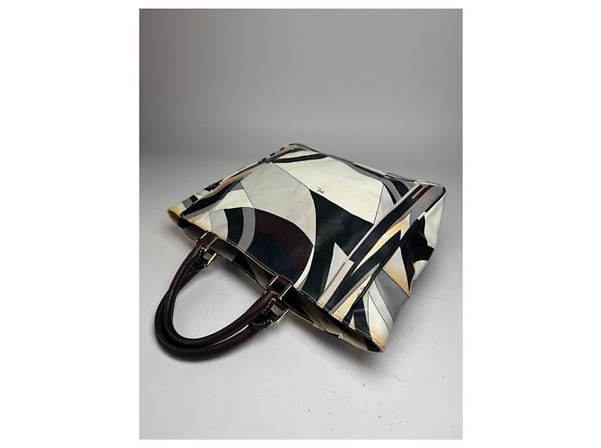 Vintage Emilio Pucci abstrakte Tasche grau braun Mehrfarben - Ansicht 10