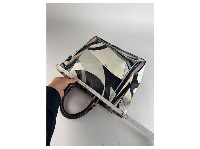 Vintage Emilio Pucci abstrakte Tasche grau braun Mehrfarben - Ansicht 11