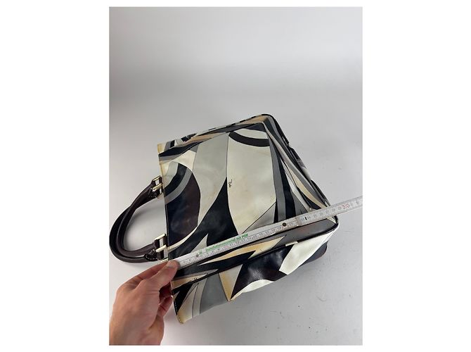 Vintage Emilio Pucci abstrakte Tasche grau braun Mehrfarben - Ansicht 12