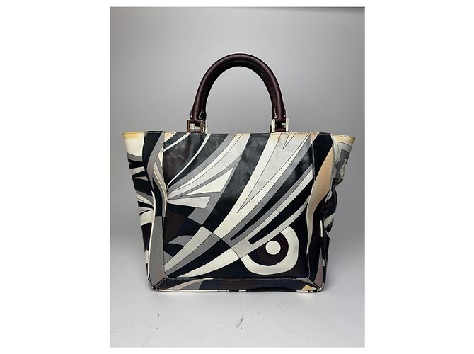 Vintage Emilio Pucci abstrakte Tasche grau braun Mehrfarben - Ansicht 2