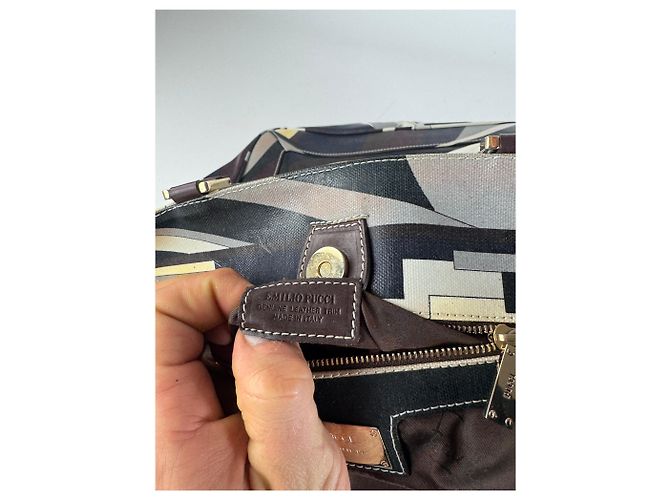 Vintage Emilio Pucci abstrakte Tasche grau braun Mehrfarben - Ansicht 5