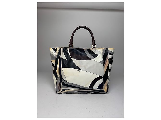 Vintage Emilio Pucci abstrakte Tasche grau braun Mehrfarben - Ansicht 6