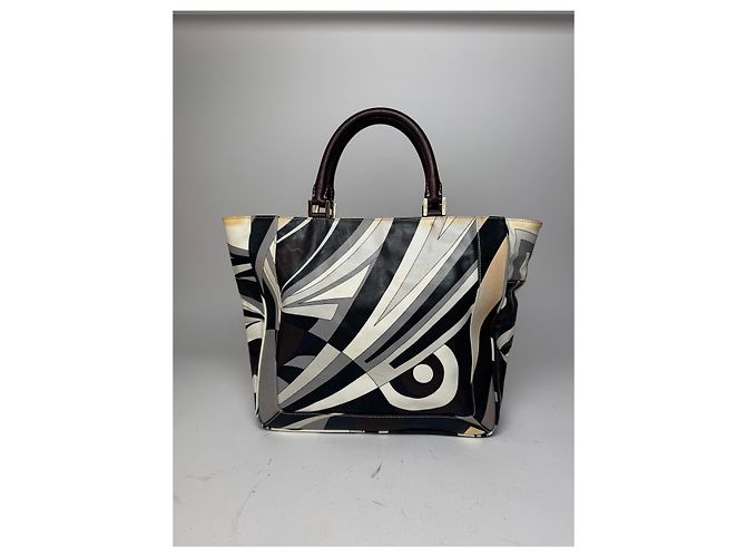 Vintage Emilio Pucci abstrakte Tasche grau braun Mehrfarben - Ansicht 8