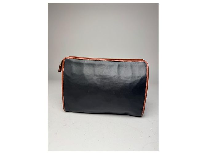 Céline Clutch in pelle vintage Celine nero e marrone - vista 2