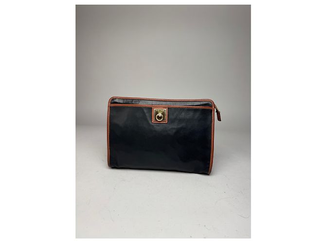 Céline Clutch in pelle vintage Celine nero e marrone - vista 5