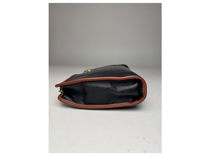 Céline Clutch in pelle vintage Celine nero e marrone - vista 6