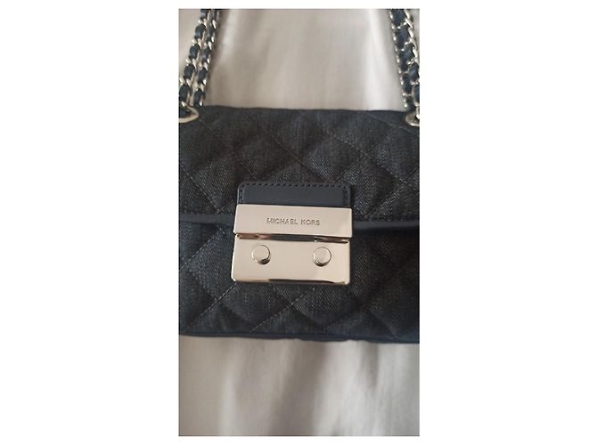 Borsa a tracolla Michael Kors Sloan trapuntata blu navy denim pelle - vista 3