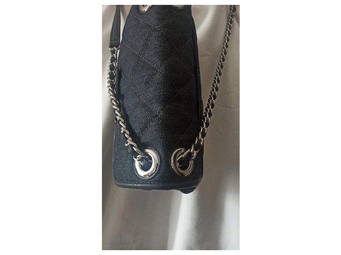 Borsa a tracolla Michael Kors Sloan trapuntata blu navy denim pelle - vista 5