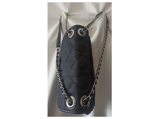 Borsa a tracolla Michael Kors Sloan trapuntata blu navy denim pelle - vista 6
