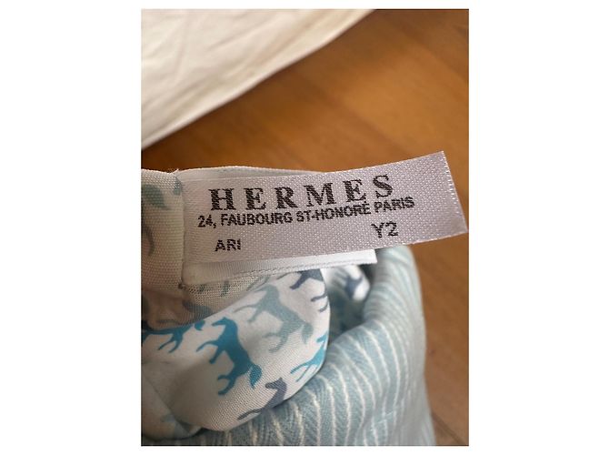 Zaino per bambini Hermès bianco e azzurro in cotone Blu chiaro - vista 10