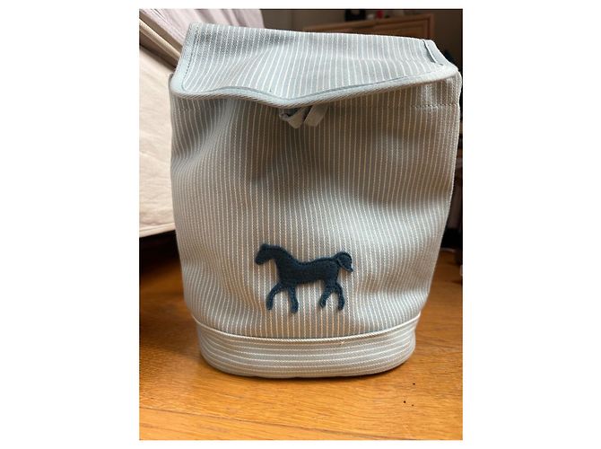 Zaino per bambini Hermès bianco e azzurro in cotone Blu chiaro - vista 2