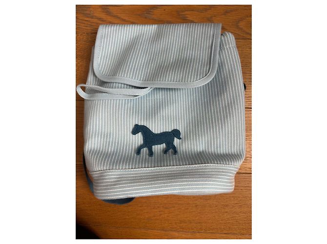 Zaino per bambini Hermès bianco e azzurro in cotone Blu chiaro - vista 3