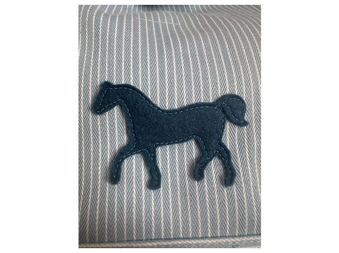 Zaino per bambini Hermès bianco e azzurro in cotone Blu chiaro - vista 4