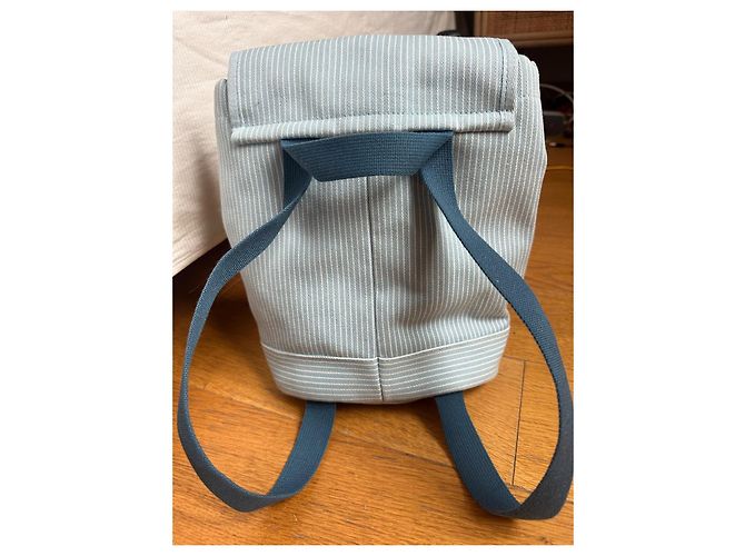 Zaino per bambini Hermès bianco e azzurro in cotone Blu chiaro - vista 5