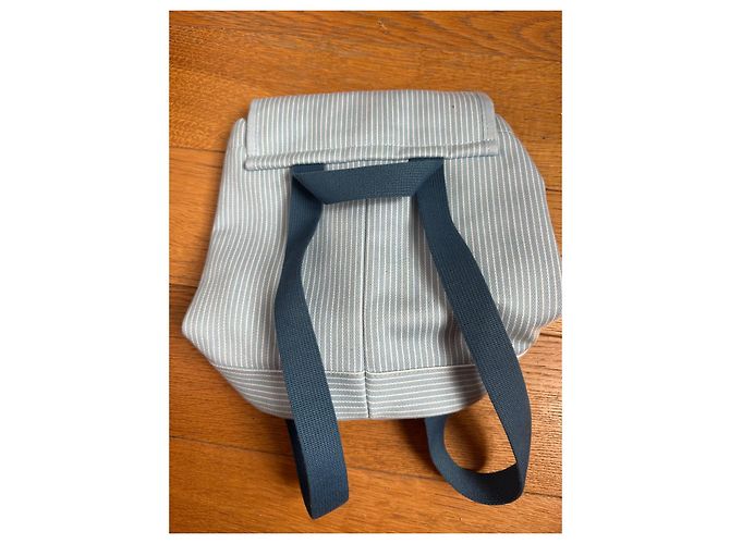 Zaino per bambini Hermès bianco e azzurro in cotone Blu chiaro - vista 6