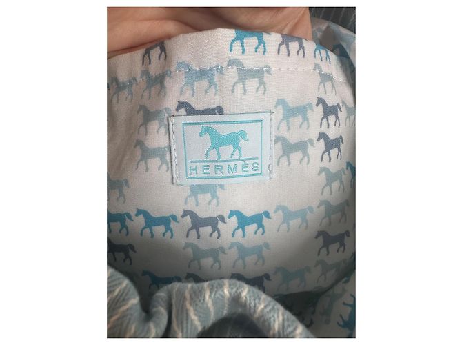 Zaino per bambini Hermès bianco e azzurro in cotone Blu chiaro - vista 8