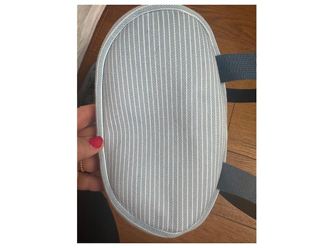 Zaino per bambini Hermès bianco e azzurro in cotone Blu chiaro - vista 9