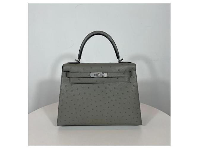 Hermès Kelly 28 Struttato Grigio - vista 2