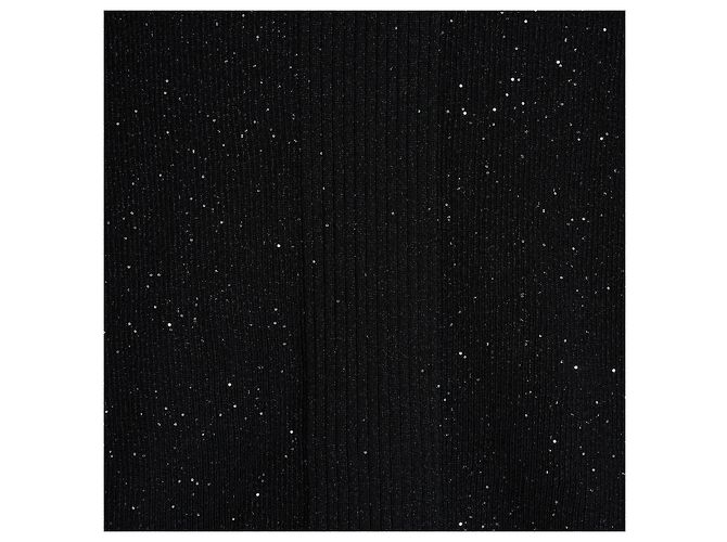 Chanel 2022 Schwarzer Glitzerpullover FR38 Rundhals-Rüschensweater UK10 US8 - Ansicht 4