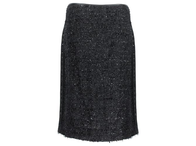 Falda de tweed con ribetes de cuero Erdem Negro - vista 3