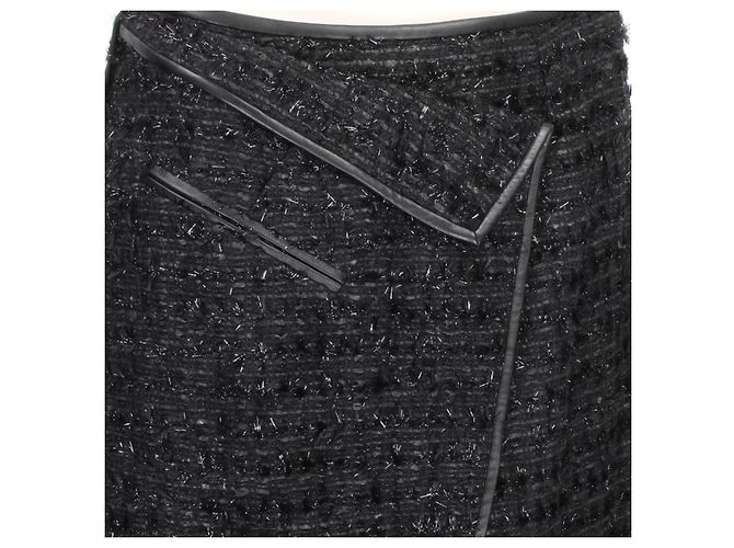 Falda de tweed con ribetes de cuero Erdem Negro - vista 4