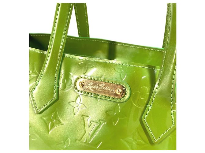 Borsa Tote Wilshire Boulevard in Monogram Vernis di Louis Vuitton Verde - vista 12