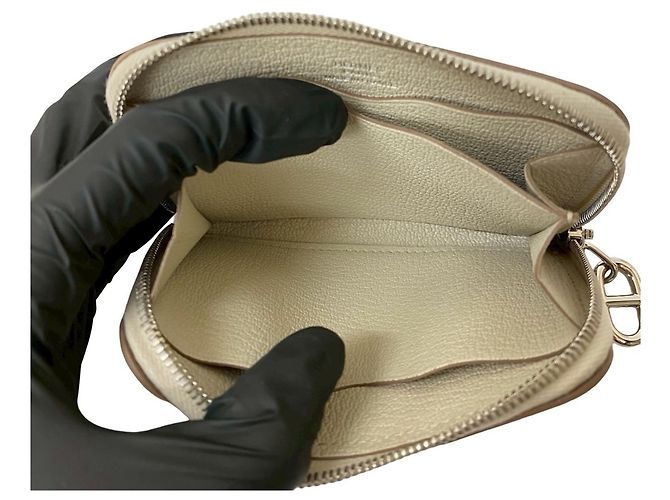 Portamonete/porta biglietti da visita con zip e Go timbrato B di Hermès Bianco Bianco sporco - vista 10