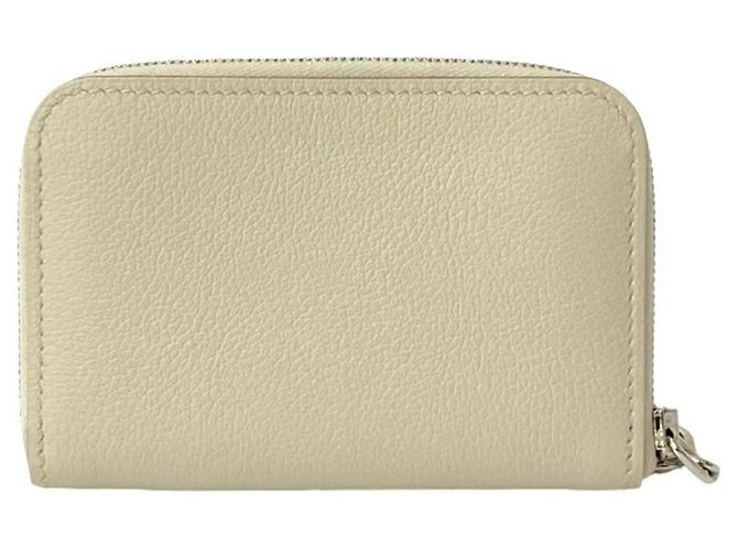 Portamonete/porta biglietti da visita con zip e Go timbrato B di Hermès Bianco Bianco sporco - vista 2