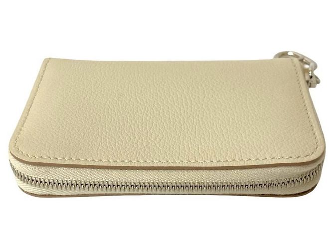 Portamonete/porta biglietti da visita con zip e Go timbrato B di Hermès Bianco Bianco sporco - vista 3