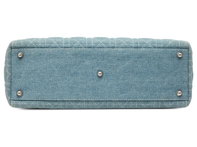 Dior Blau Große Denim Cannage Tasche mit Acrylgriffen Lady Dior Hellblau - Ansicht 3