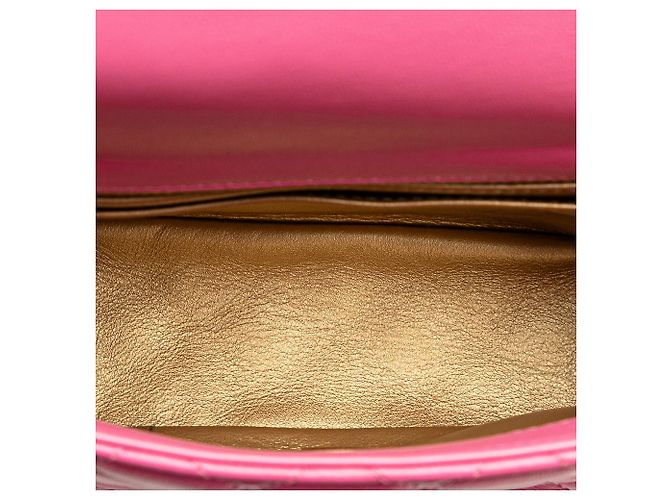 Chanel Mini Quadrado Rosa Clássico em Couro de Cordeiro com Pérolas e Fecho Simples - vista 5