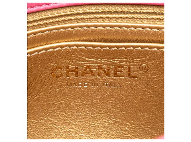 Chanel Mini Quadrado Rosa Clássico em Couro de Cordeiro com Pérolas e Fecho Simples - vista 6