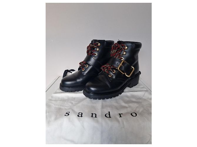 Stivaletti combat Sandro in pelle nera Nero - vista 9