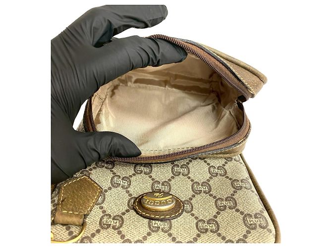 Gucci Vintage Plus Logo Leder Mini Schultertasche Braun - Ansicht 10
