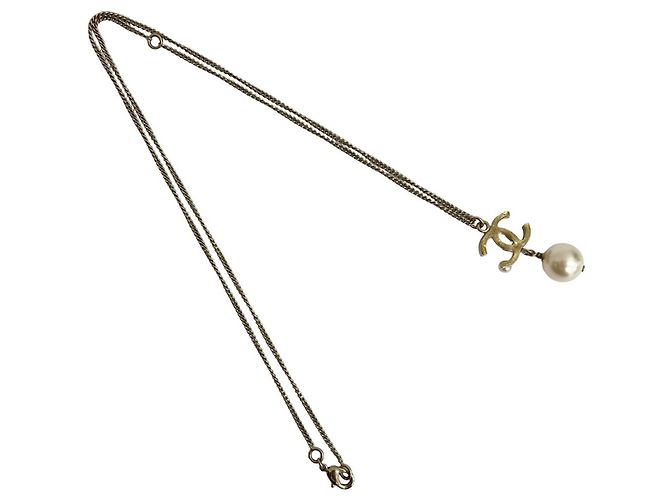 Collana Choker in perle finte placcata oro Chanel Coco Mark D'oro - vista 4